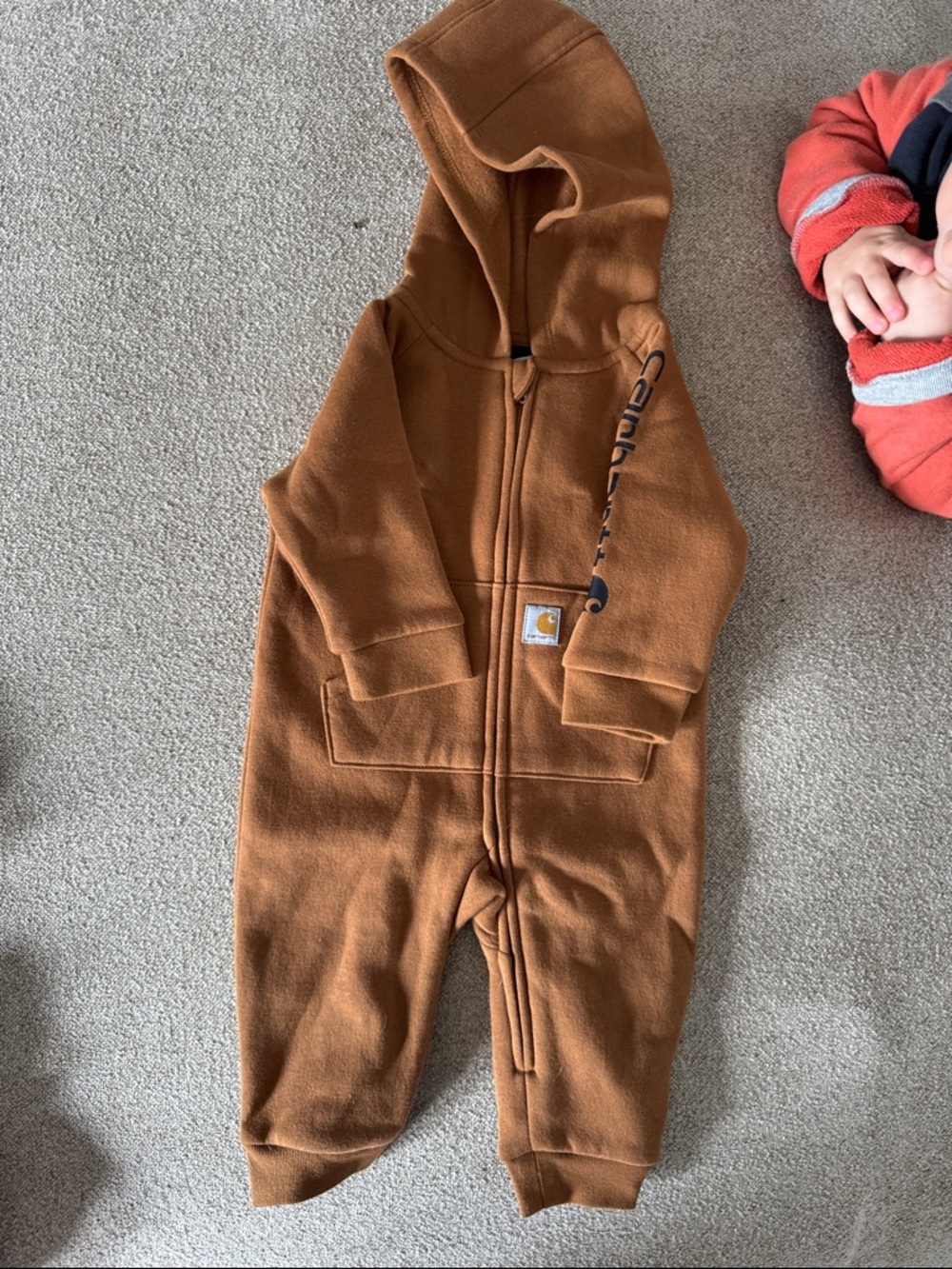 Carhartt Brown Hooded Fleece Zip One-Piece